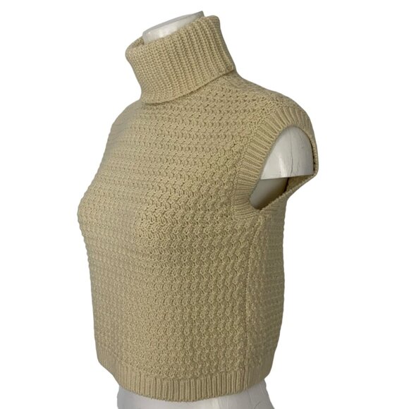 Madewell Textured Turtleneck Sweater Vest XS Ecru Cream Relaxed Fall Heritage - Picture 3 of 12
